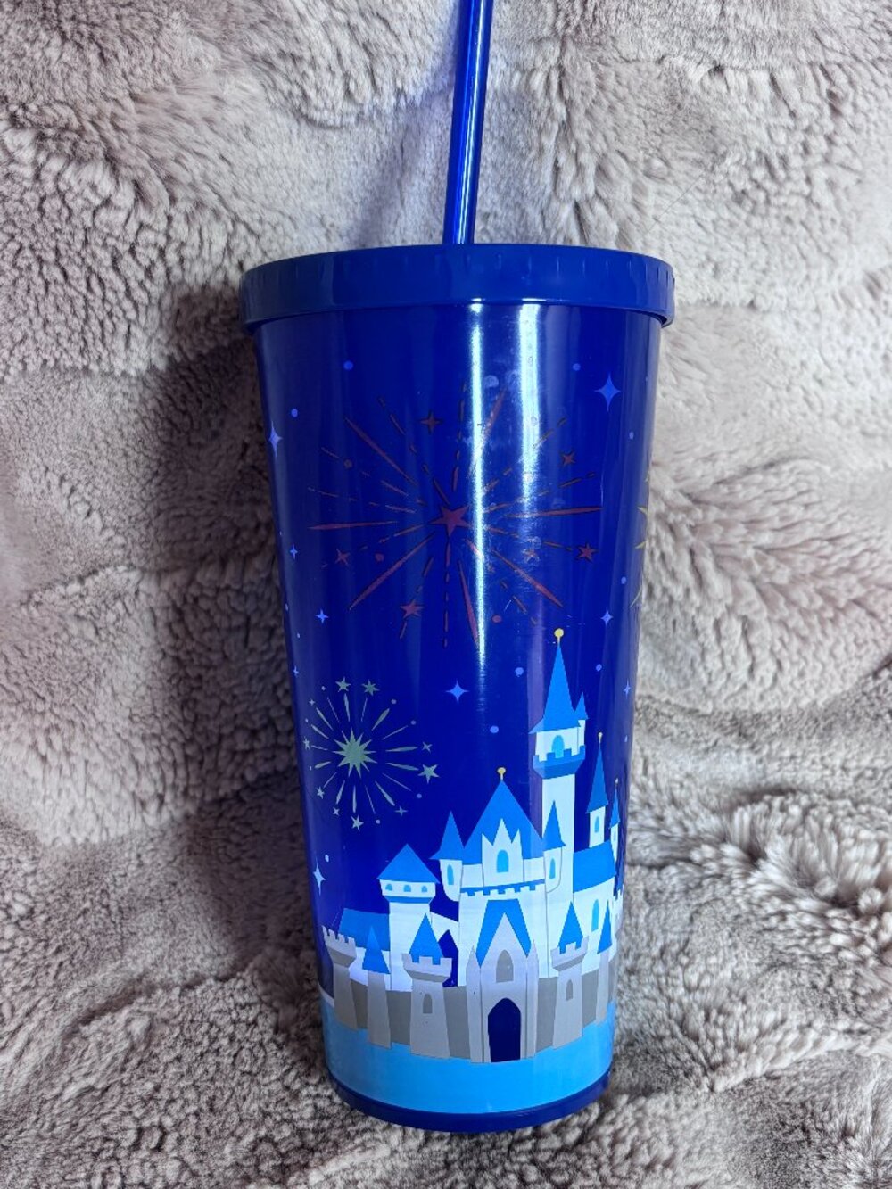 Disney Parks Light Up Castle Fireworks Cold Tumbler with Straw - 16oz